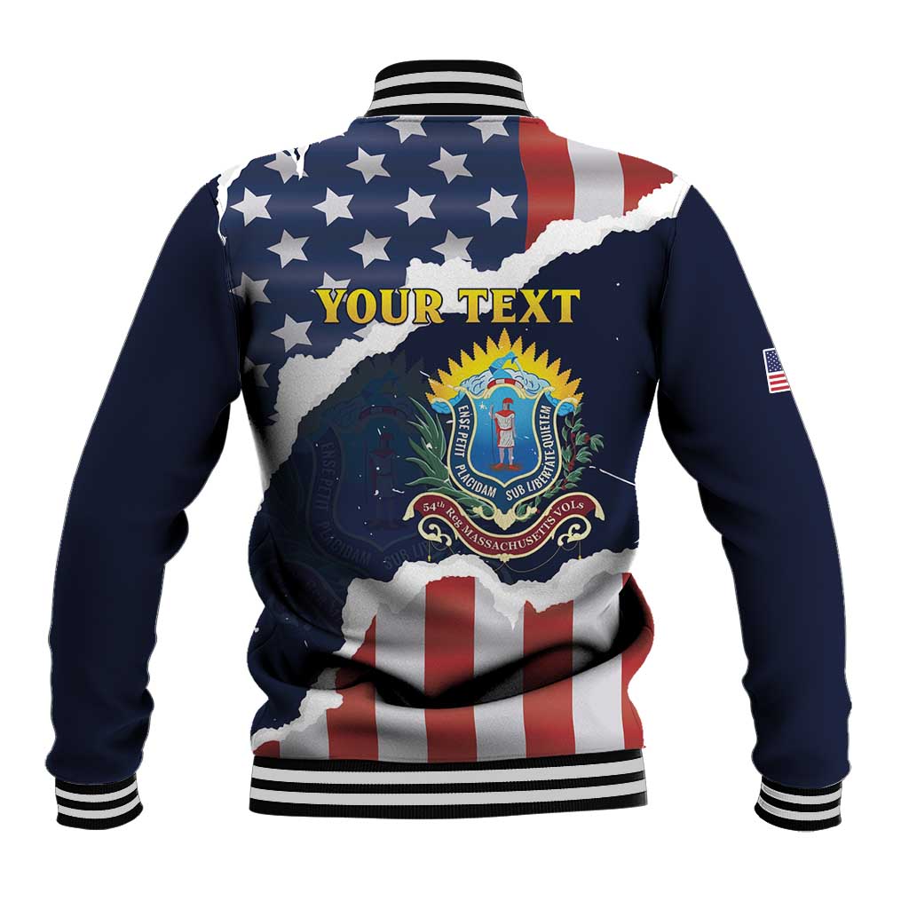 Personalized 54th Massachusetts Infantry Regiment Baseball Jacket American Flag Heritage - Wonder Print Shop