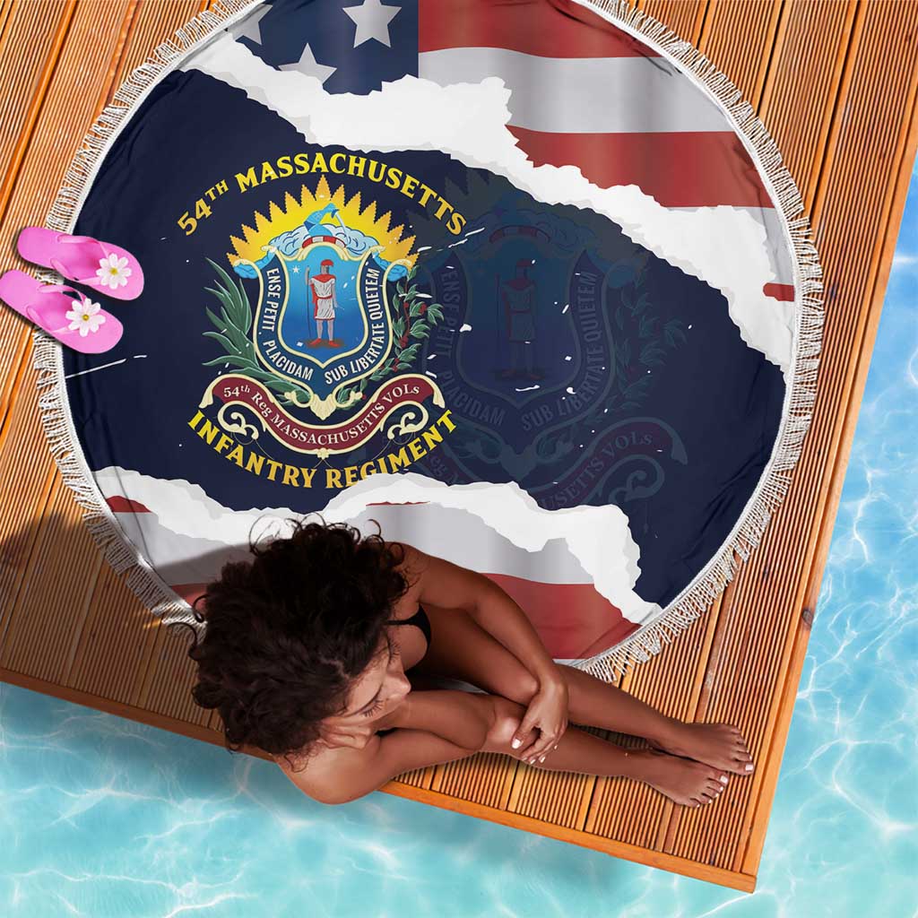 54th Massachusetts Infantry Regiment Beach Blanket American Flag Heritage - Wonder Print Shop
