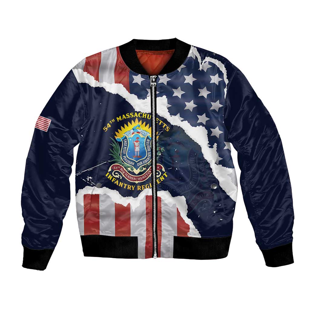 Personalized 54th Massachusetts Infantry Regiment Bomber Jacket American Flag Heritage - Wonder Print Shop