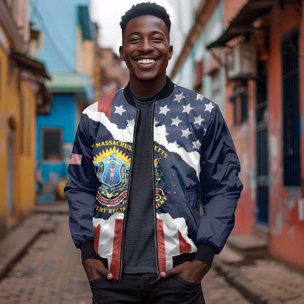 Personalized 54th Massachusetts Infantry Regiment Bomber Jacket American Flag Heritage - Wonder Print Shop