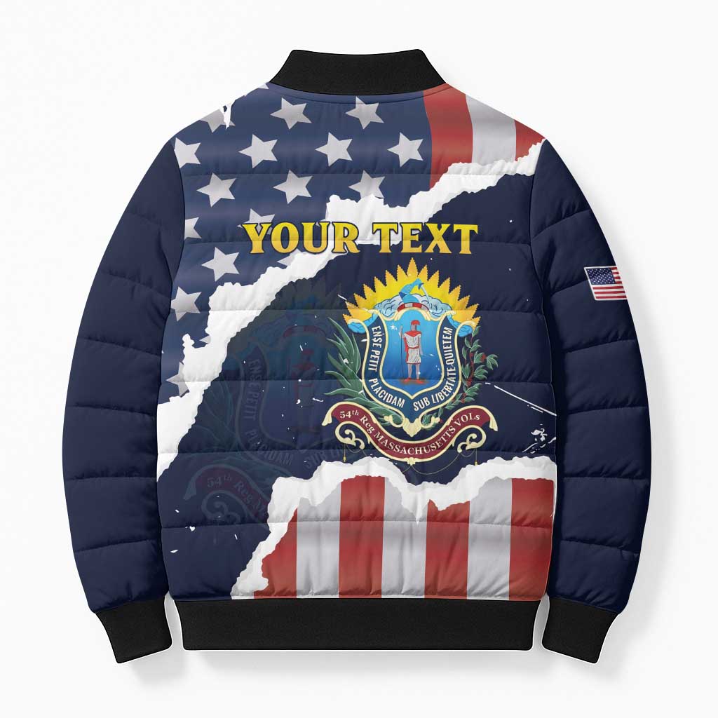 Personalized 54th Massachusetts Infantry Regiment Bomber Puffer Jacket American Flag Heritage - Wonder Print Shop