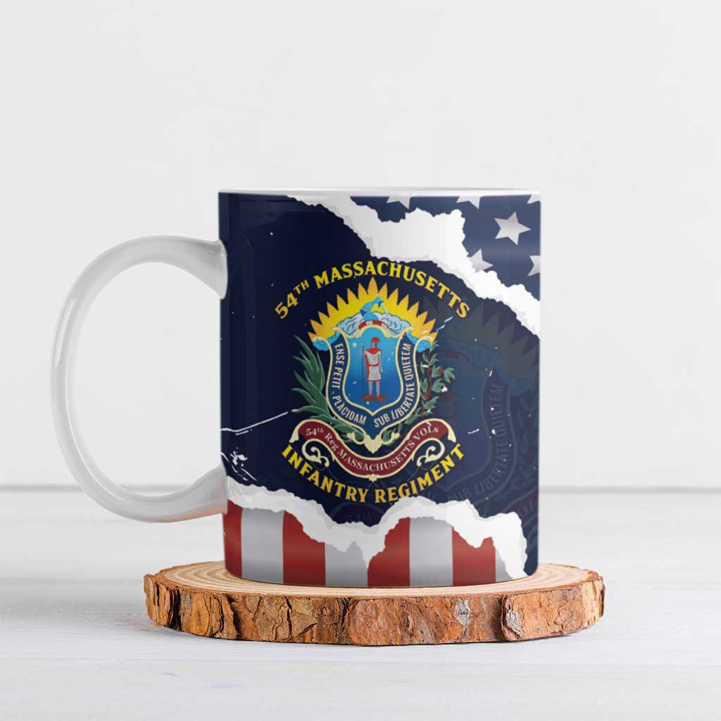 Personalized 54th Massachusetts Infantry Regiment Ceramic Mug American Flag Heritage - Wonder Print Shop