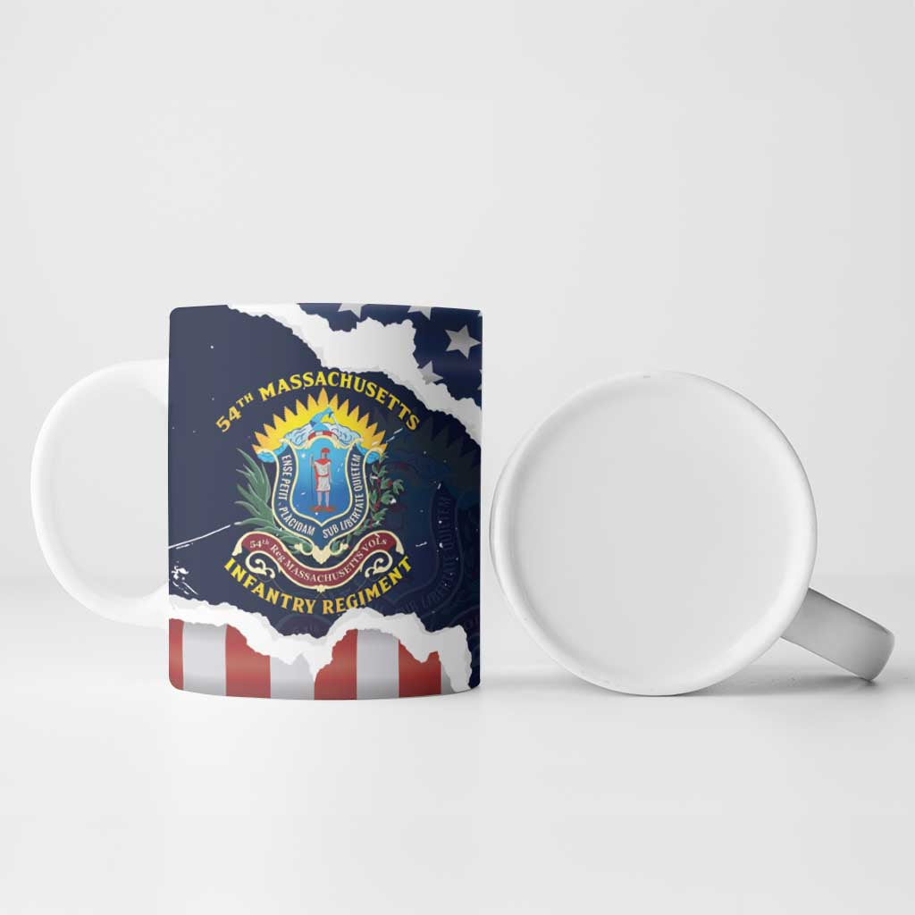 Personalized 54th Massachusetts Infantry Regiment Ceramic Mug American Flag Heritage - Wonder Print Shop