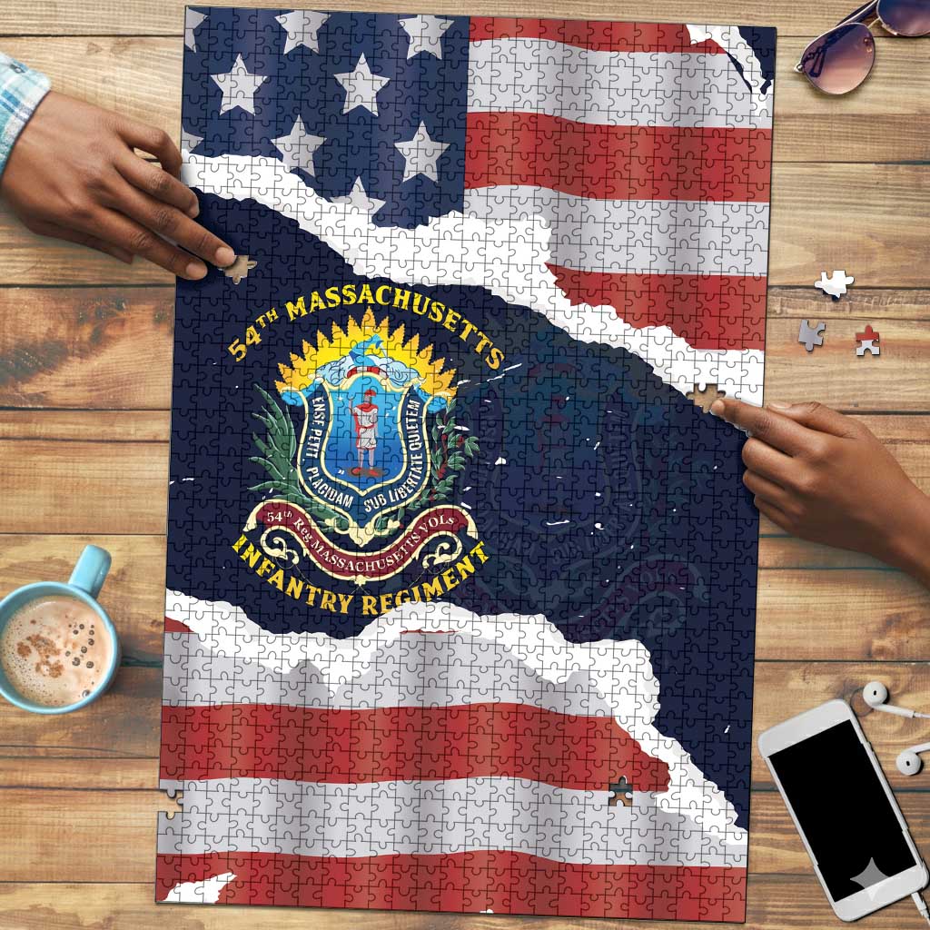 54th Massachusetts Infantry Regiment Puzzle American Flag Heritage - Wonder Print Shop