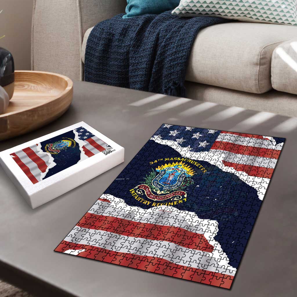 54th Massachusetts Infantry Regiment Puzzle American Flag Heritage - Wonder Print Shop
