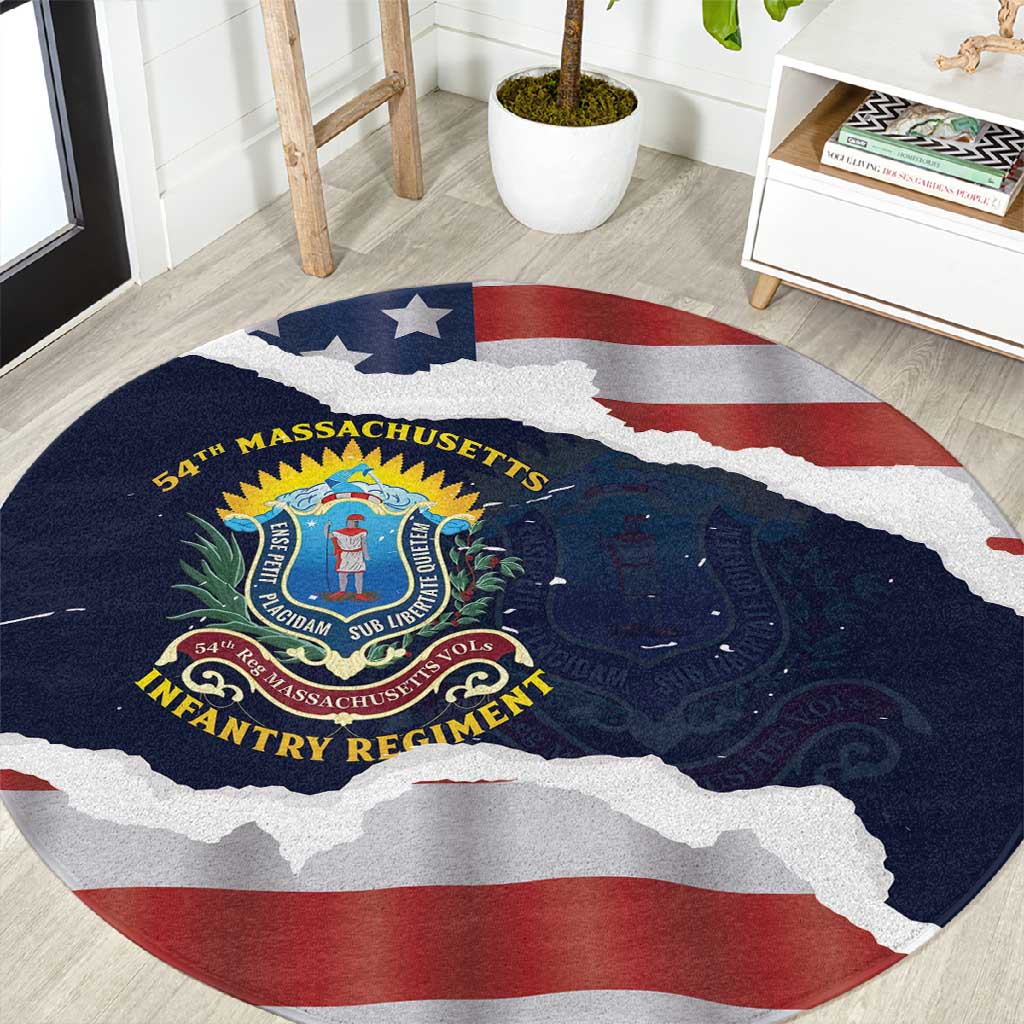 54th Massachusetts Infantry Regiment Round Carpet American Flag Heritage - Wonder Print Shop