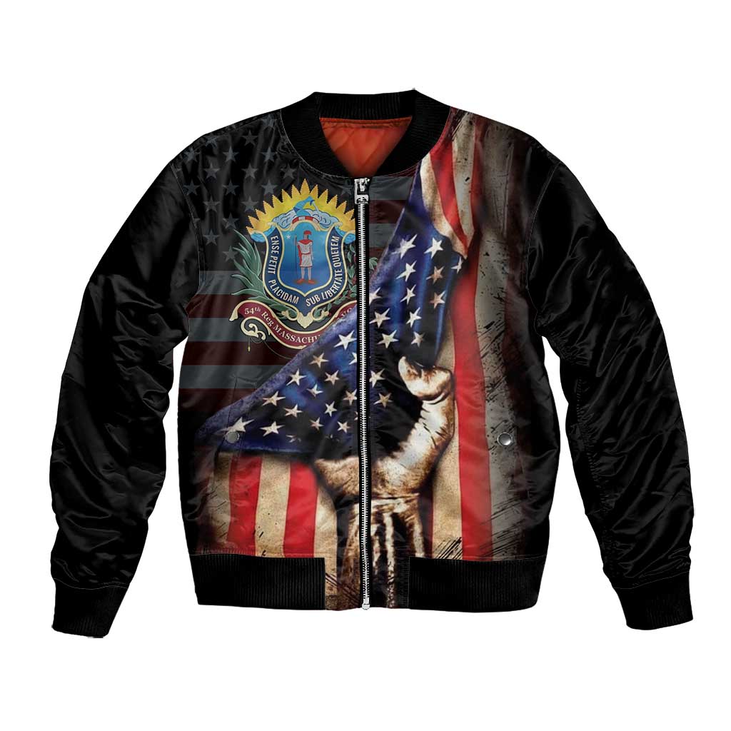 54th Massachusetts Infantry Regiment Bomber Jacket Flag of Freedom - Wonder Print Shop