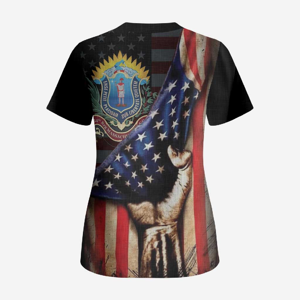 54th Massachusetts Infantry Regiment Scrub Top Flag of Freedom - Wonder Print Shop