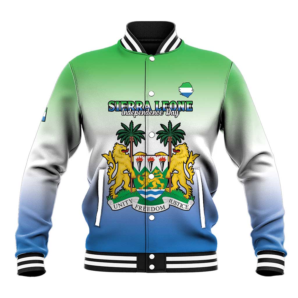 Personalised Sierra Leone Baseball Jacket Happy Independence Day