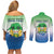 Personalised Sierra Leone Couples Matching Off Shoulder Short Dress and Long Sleeve Button Shirt Happy Independence Day