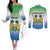 Personalised Sierra Leone Couples Matching Off The Shoulder Long Sleeve Dress and Long Sleeve Button Shirt Happy Independence Day