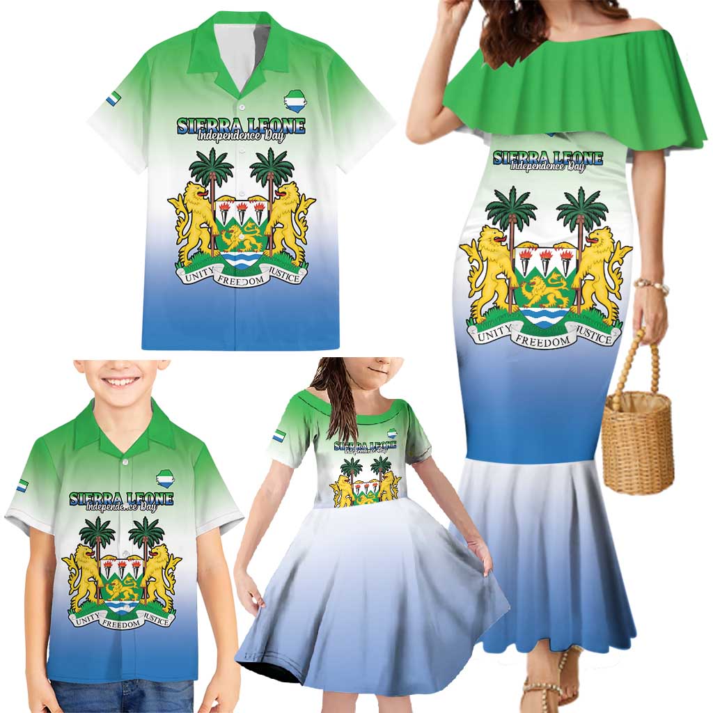 Personalised Sierra Leone Family Matching Mermaid Dress and Hawaiian Shirt Happy Independence Day