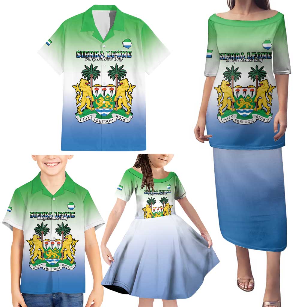 Personalised Sierra Leone Family Matching Puletasi and Hawaiian Shirt Happy Independence Day