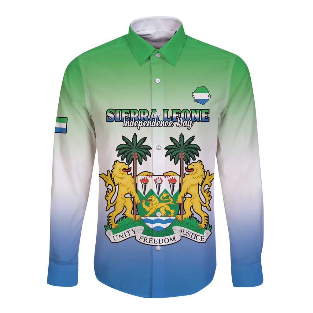 Personalised Sierra Leone Long Sleeve Button Shirt Happy Independence Day