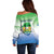 Personalised Sierra Leone Off Shoulder Sweater Happy Independence Day