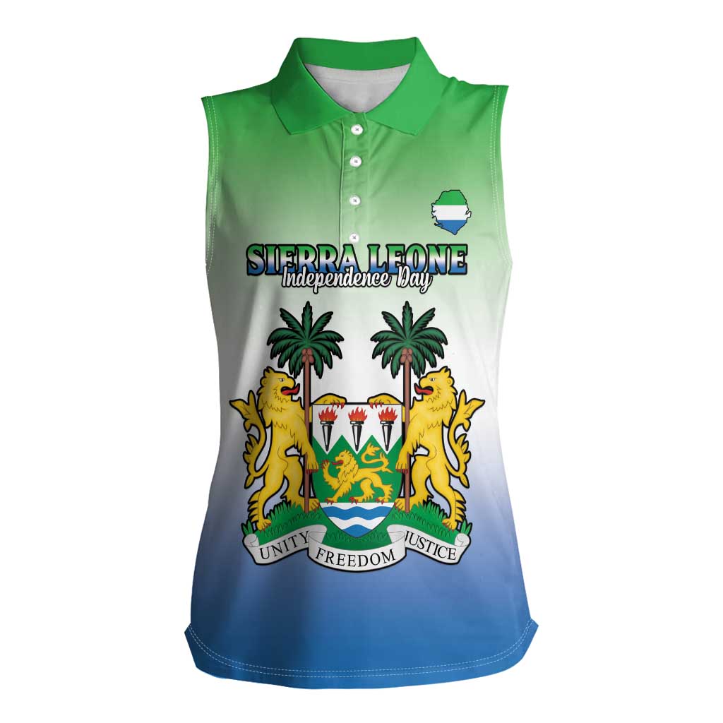 Personalised Sierra Leone Women Sleeveless Polo Shirt Happy Independence Day