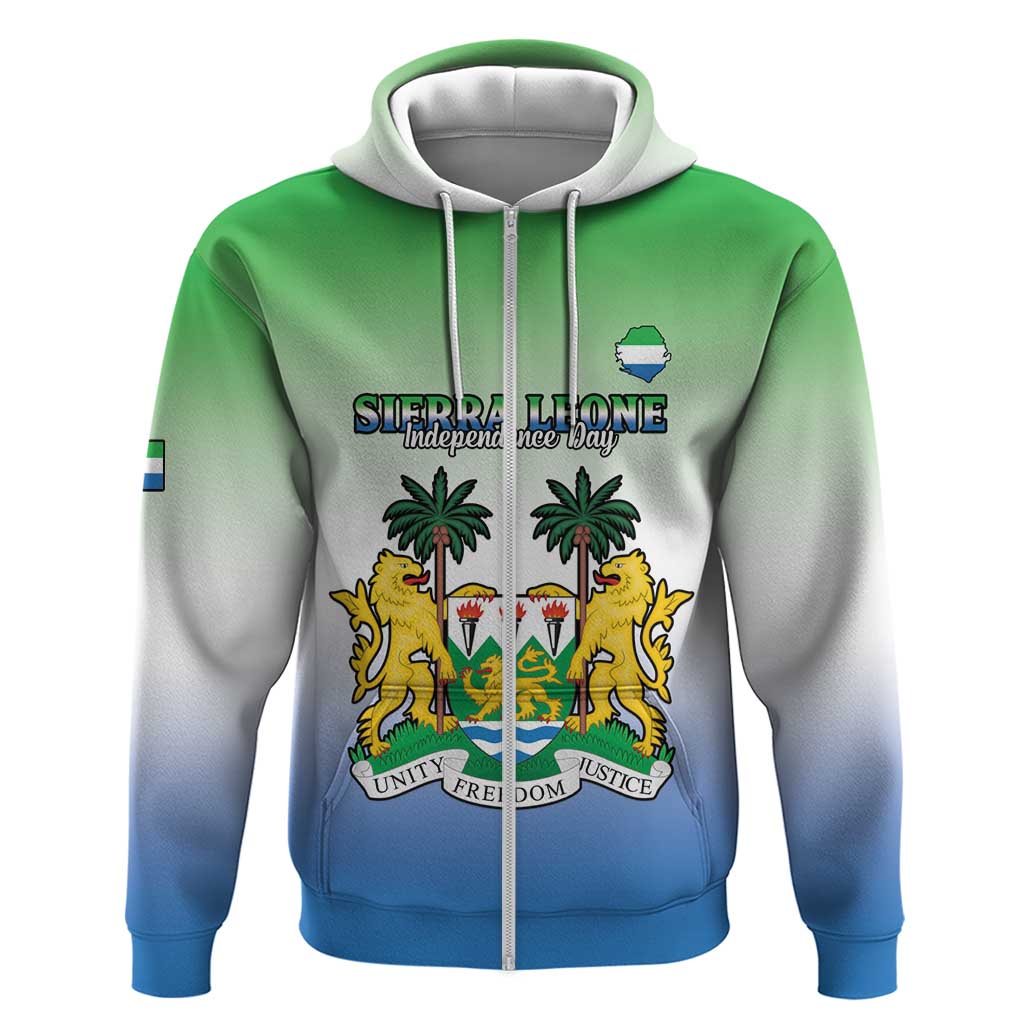 Personalised Sierra Leone Zip Hoodie Happy Independence Day