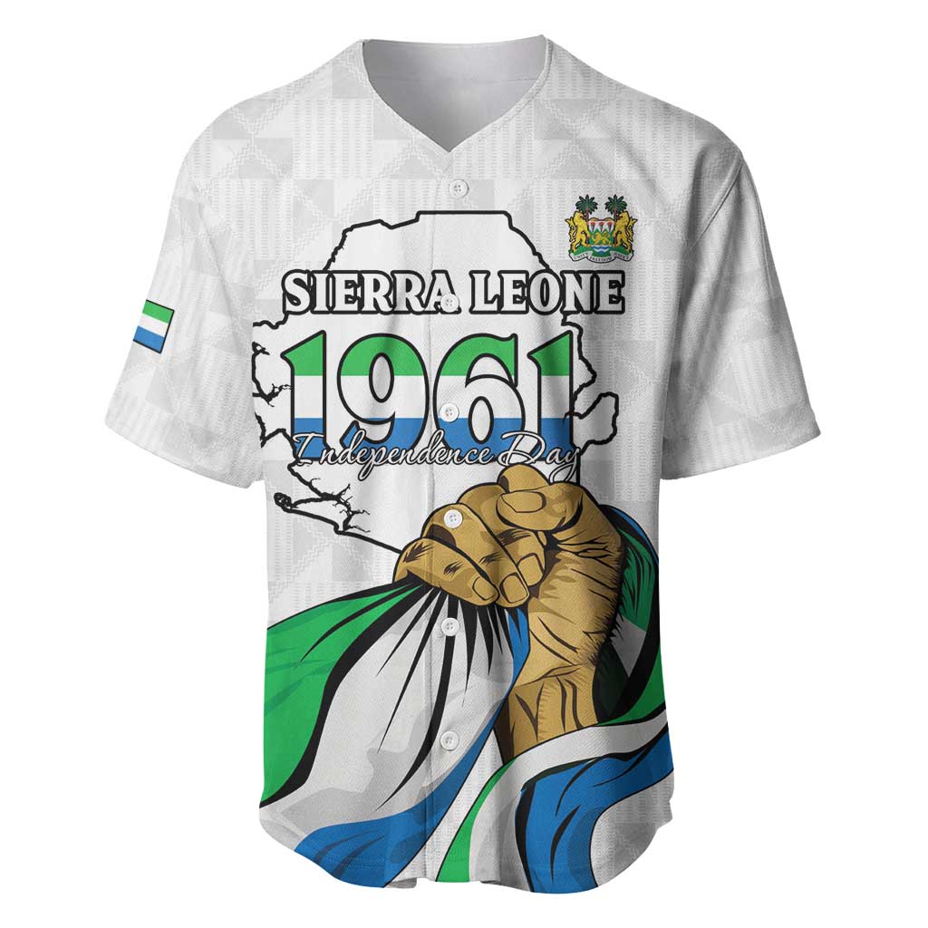 Personalised Sierra Leone Independence Day Baseball Jersey Map With Kente Pattern