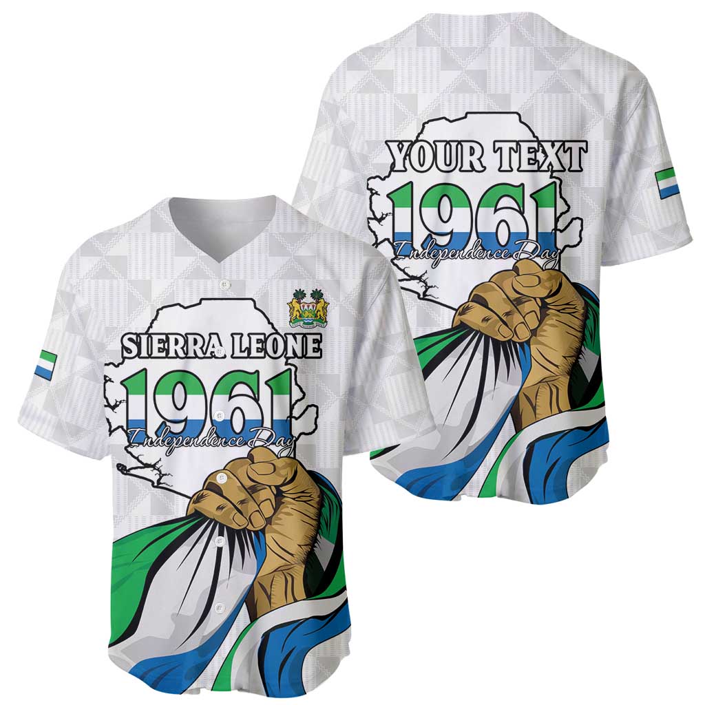 Personalised Sierra Leone Independence Day Baseball Jersey Map With Kente Pattern