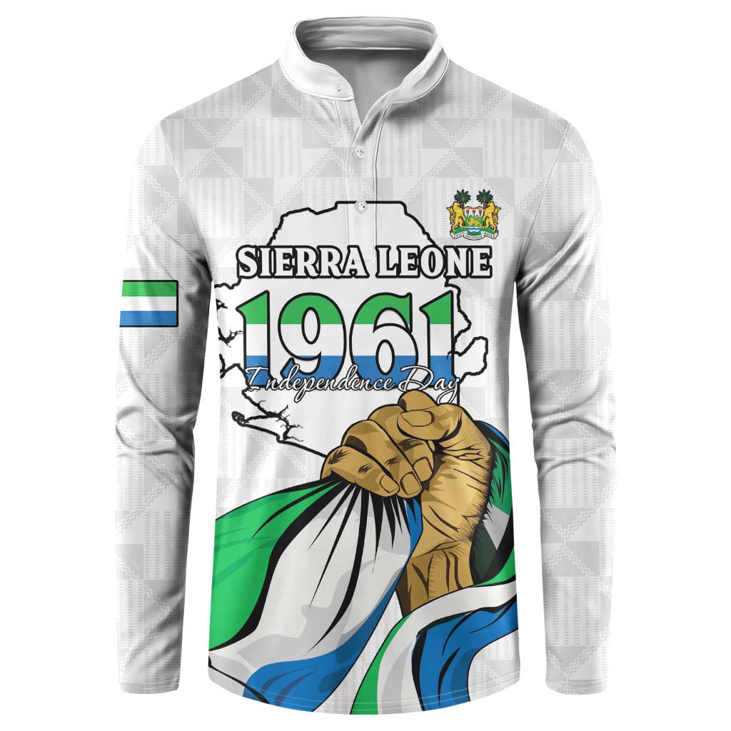 Personalised Sierra Leone Independence Day Button Sweatshirt Map With Kente Pattern