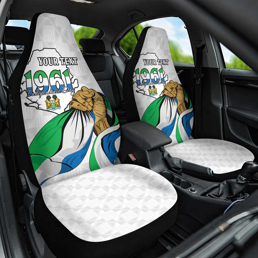 Personalised Sierra Leone Independence Day Car Seat Cover Map With Kente Pattern