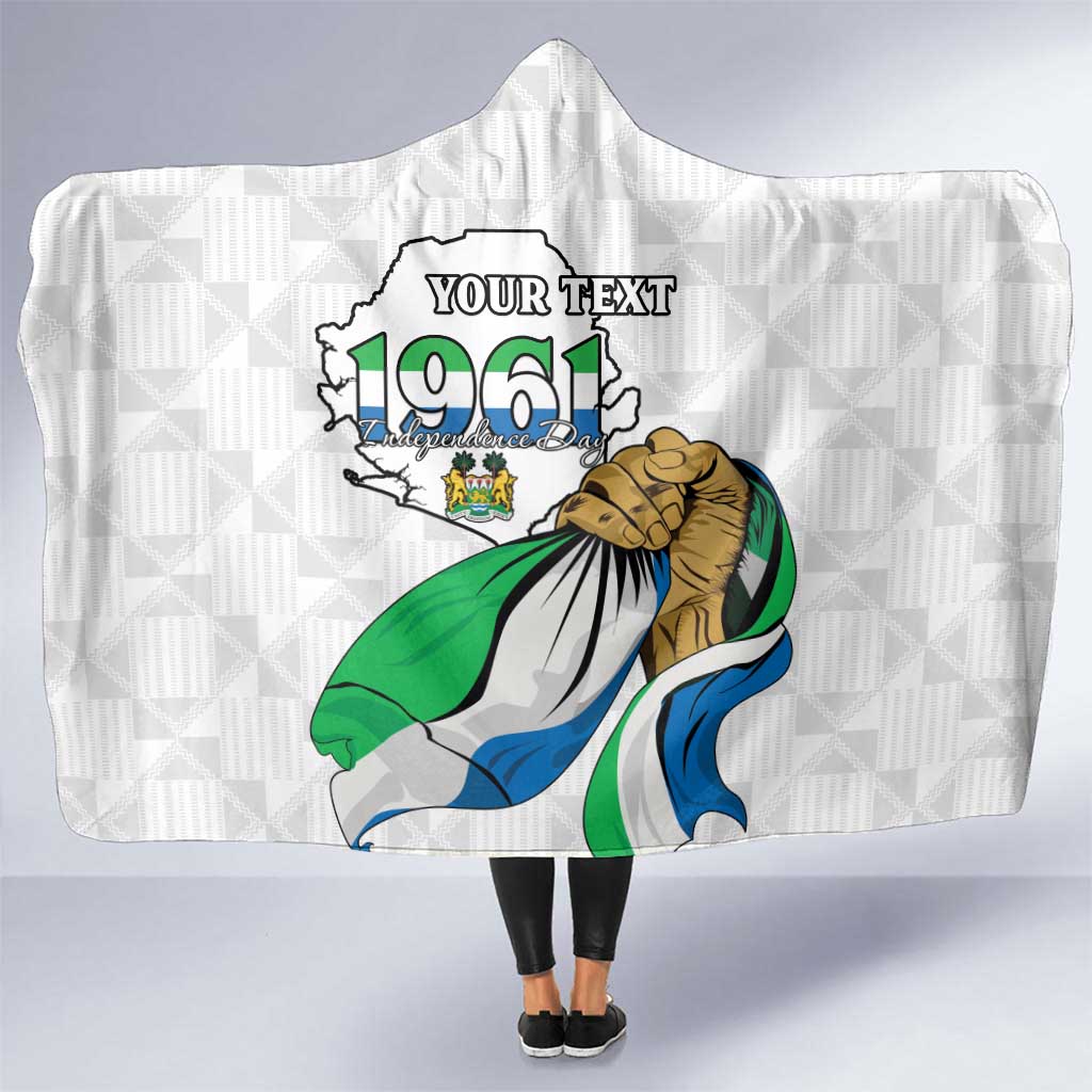 Personalised Sierra Leone Independence Day Hooded Blanket Map With Kente Pattern