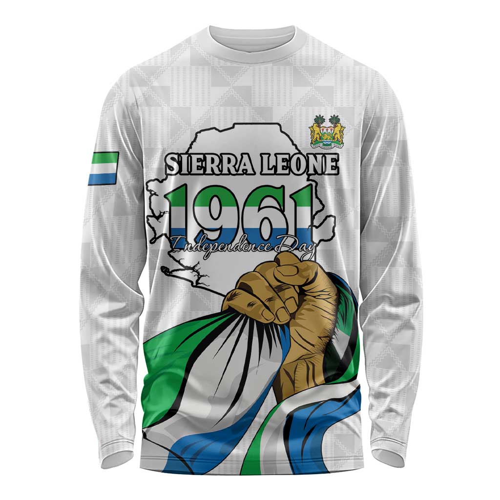 Personalised Sierra Leone Independence Day Long Sleeve Shirt Map With Kente Pattern
