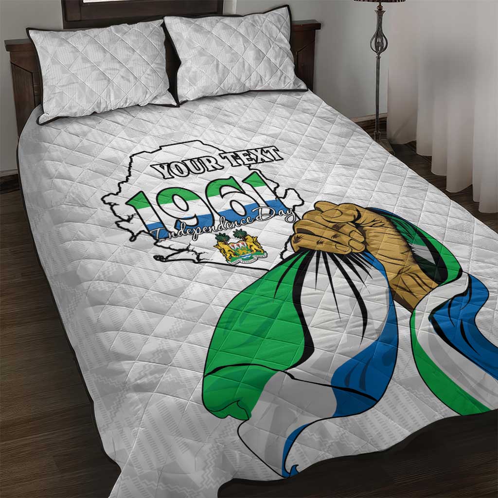 Personalised Sierra Leone Independence Day Quilt Bed Set Map With Kente Pattern