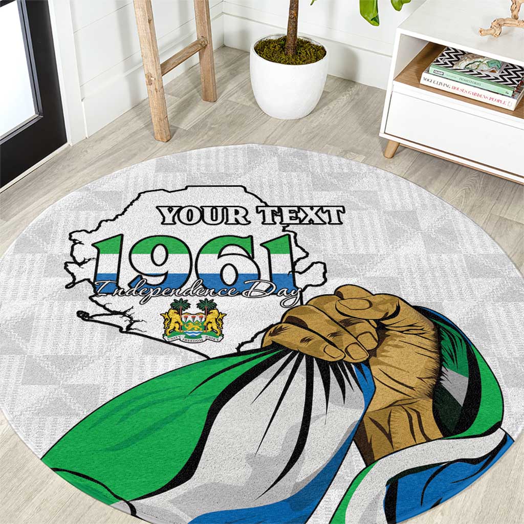 Personalised Sierra Leone Independence Day Round Carpet Map With Kente Pattern