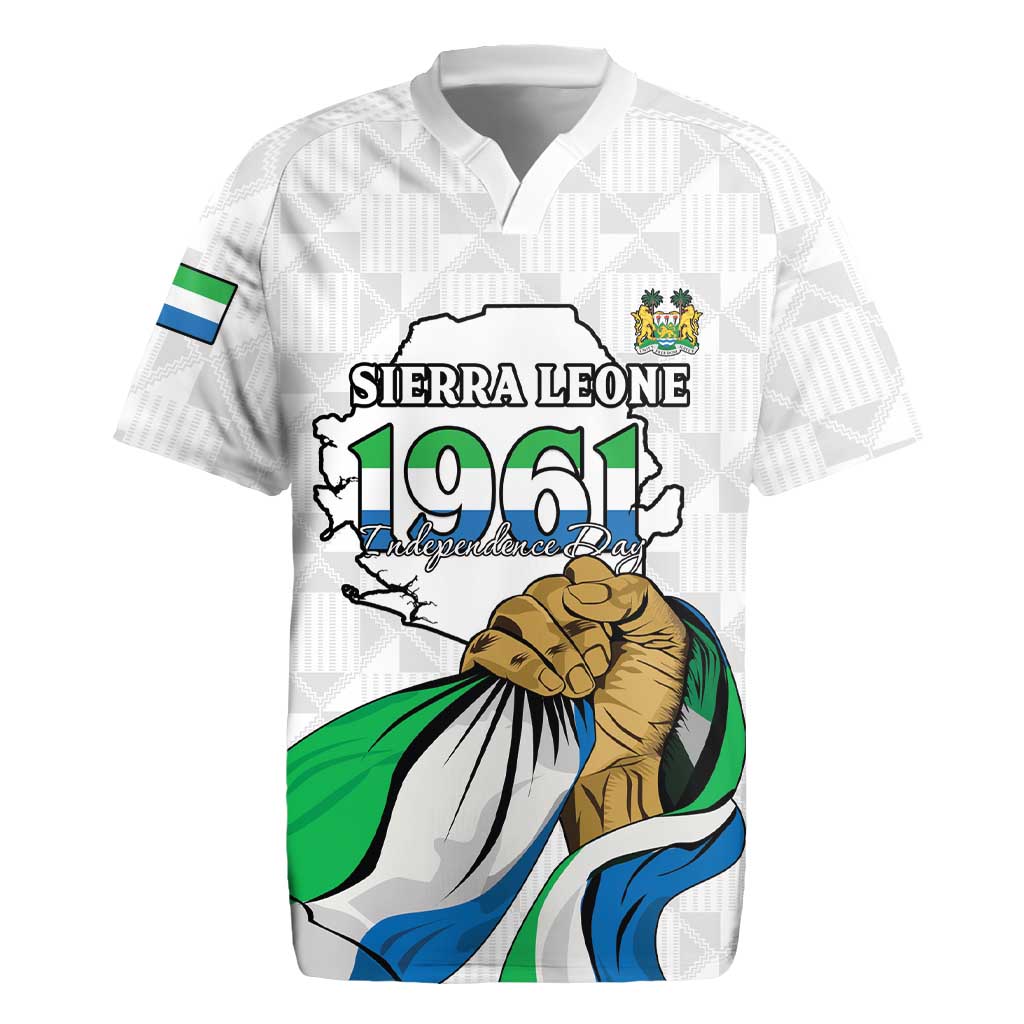 Personalised Sierra Leone Independence Day Rugby Jersey Map With Kente Pattern