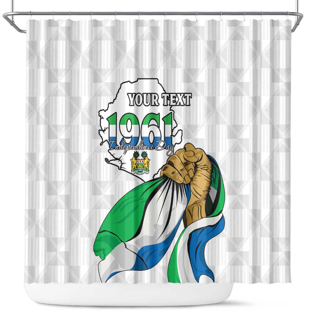 Personalised Sierra Leone Independence Day Shower Curtain Map With Kente Pattern