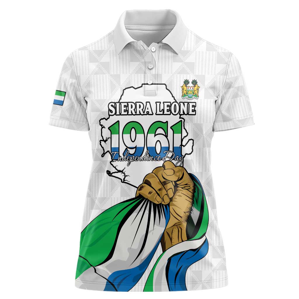 Personalised Sierra Leone Independence Day Women Polo Shirt Map With Kente Pattern