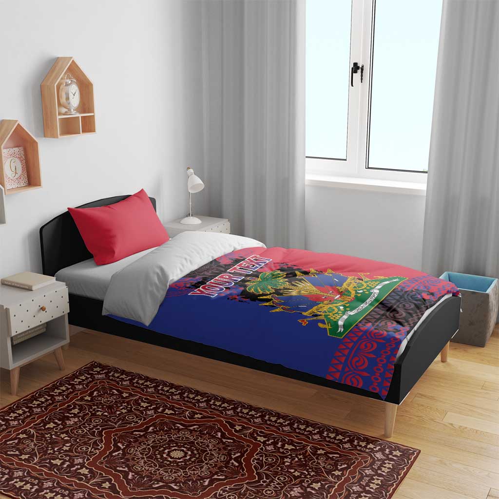Personalised Haitian Heritage Month Bedding Set Citadelle Laferriere Dashiki Pattern