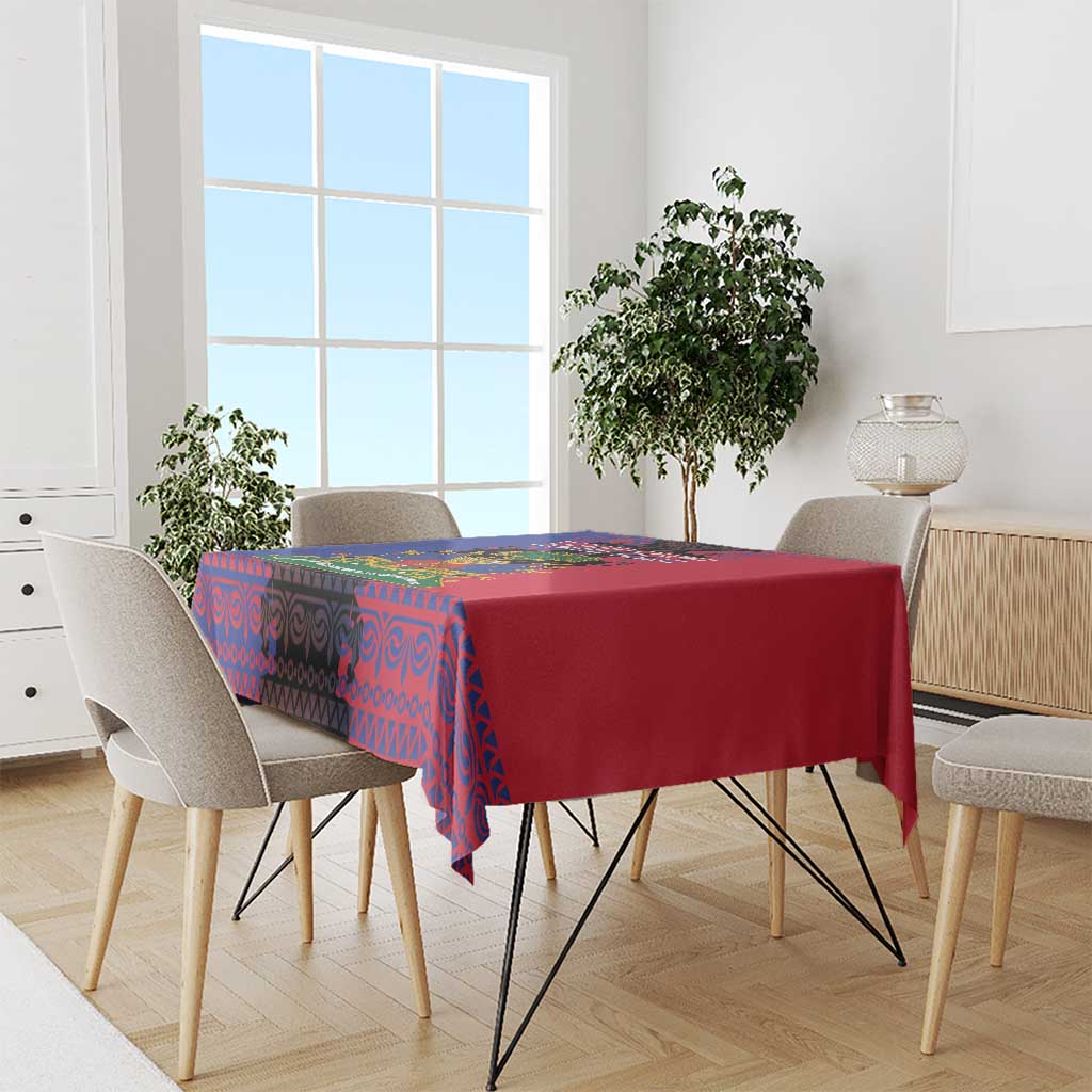 Personalised Haitian Heritage Month Tablecloth Citadelle Laferriere Dashiki Pattern