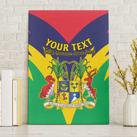 Personalized green canvas wall art with “YOUR TEXT” and colorful crest illustration
