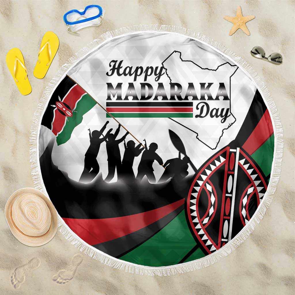 Happy Kenya Madaraka Day Beach Blanket Maasai Shield - Kenyan Pattern
