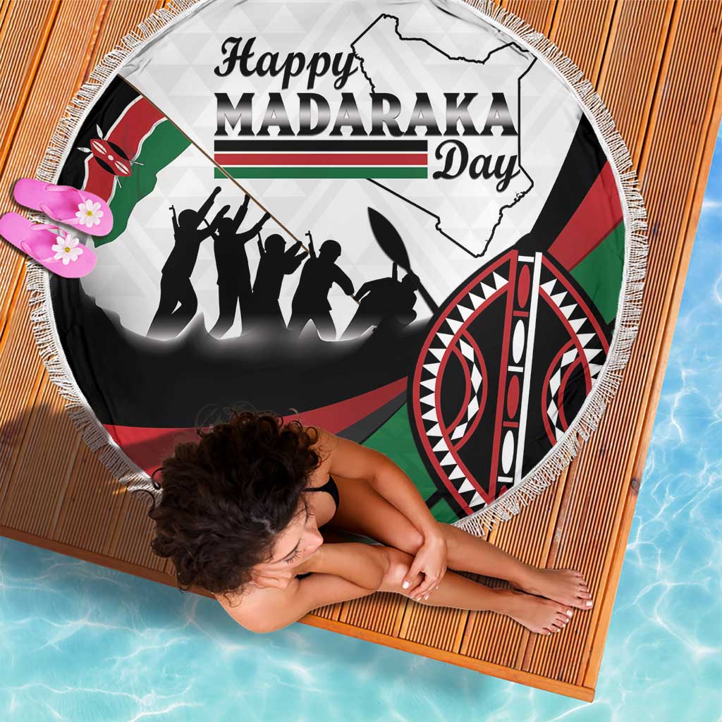 Happy Kenya Madaraka Day Beach Blanket Maasai Shield - Kenyan Pattern