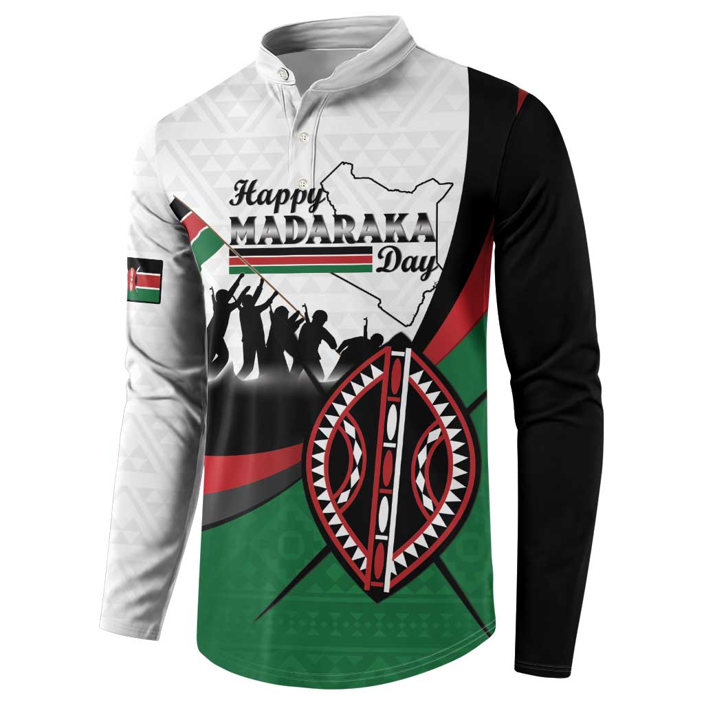 Personalised Happy Kenya Madaraka Day Button Sweatshirt Maasai Shield - Kenyan Pattern
