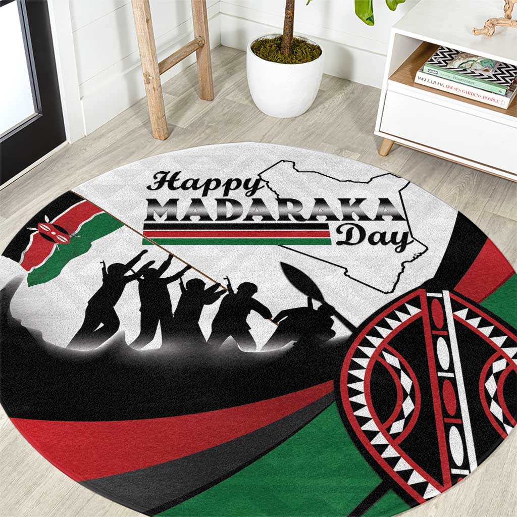 Happy Kenya Madaraka Day Round Carpet Maasai Shield - Kenyan Pattern