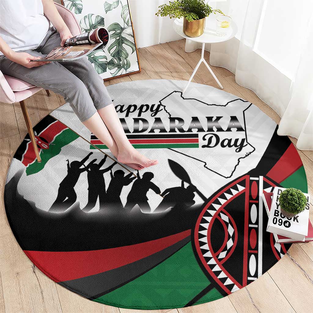 Happy Kenya Madaraka Day Round Carpet Maasai Shield - Kenyan Pattern