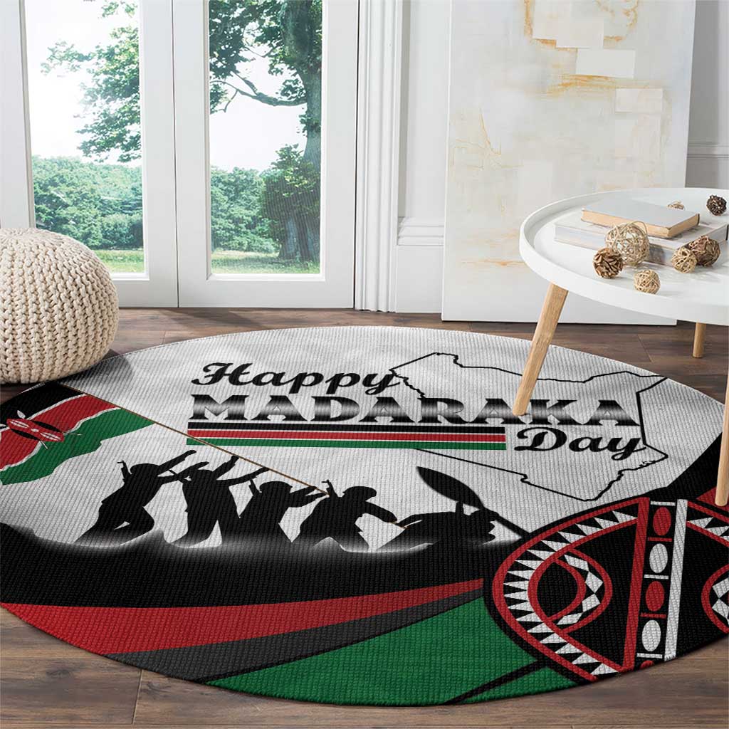 Happy Kenya Madaraka Day Round Carpet Maasai Shield - Kenyan Pattern