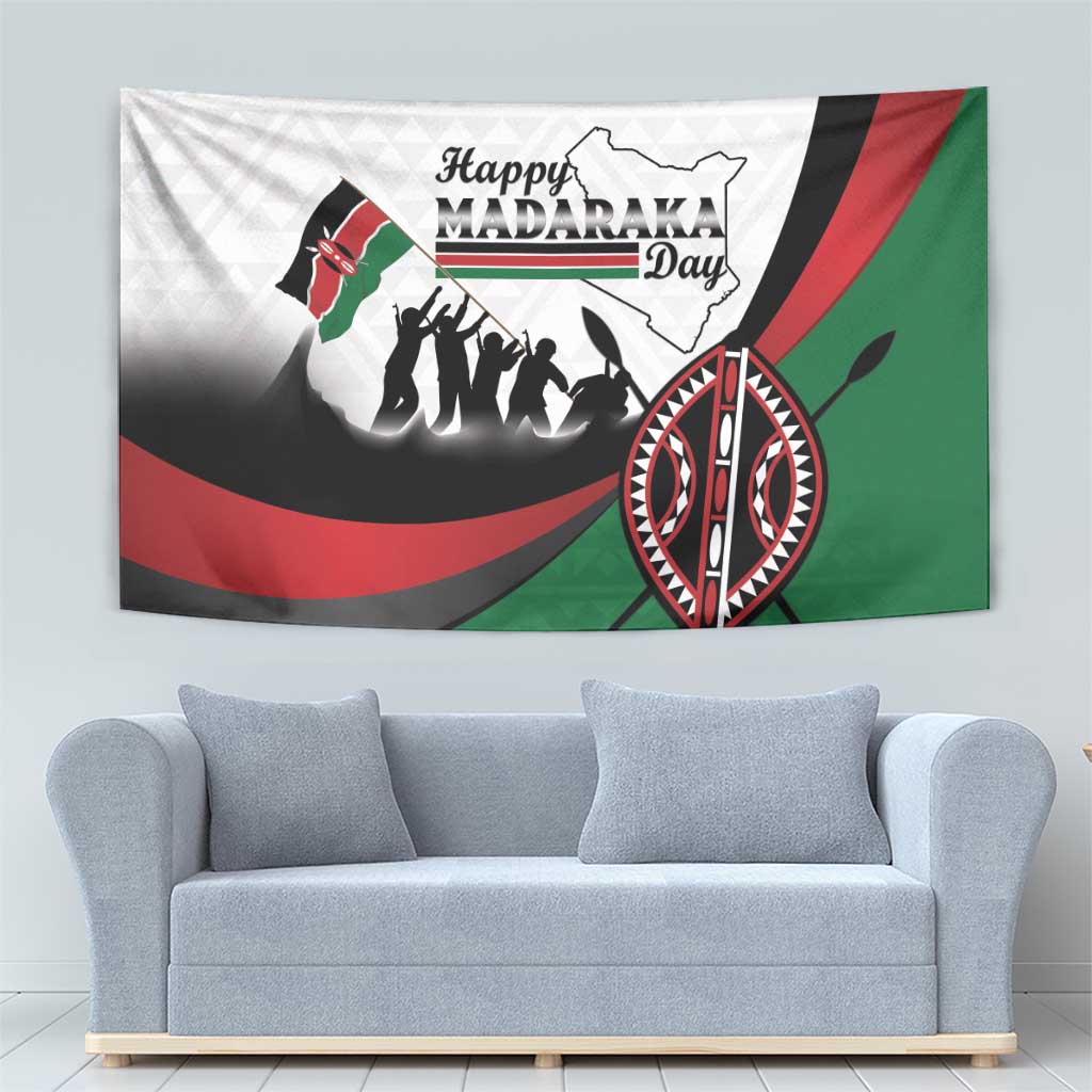 Happy Kenya Madaraka Day Tapestry Maasai Shield - Kenyan Pattern