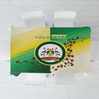 Green and yellow Nairobi tablecloth with circular emblem and blank custom text area