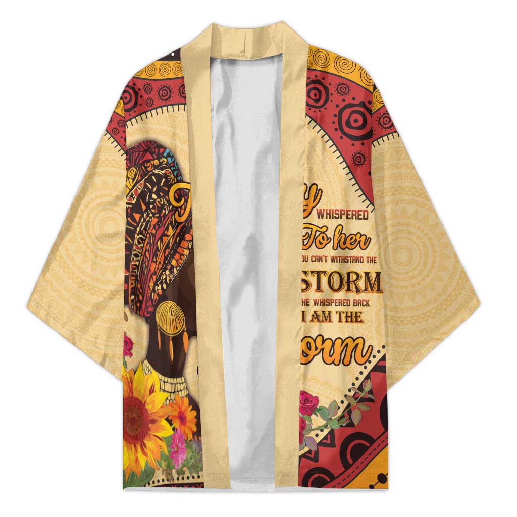 Black History Month Kimono African Woman Afro I Am The Storm - Wonder Print Shop