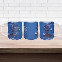 African Women Ceramic Mug Black Beautiful Brave and Bressed - Blue Color - Wonder Print Shop
