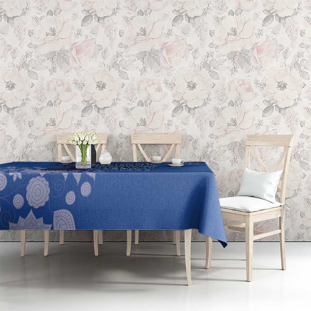 African Women Tablecloth Black Beautiful Brave and Bressed - Blue Color - Wonder Print Shop