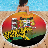 Benin National Day Beach Blanket Leopard With Coat Of Arms - Wonder Print Shop