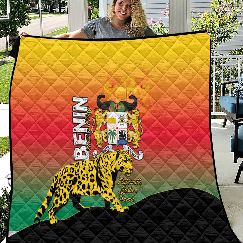 Benin National Day Quilt Leopard With Coat Of Arms - Wonder Print Shop