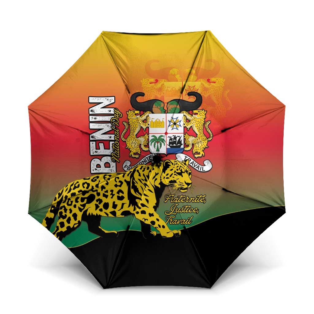 Benin National Day Umbrella Leopard With Coat Of Arms - Wonder Print Shop