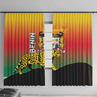 Benin National Day Window Curtain Leopard With Coat Of Arms - Wonder Print Shop
